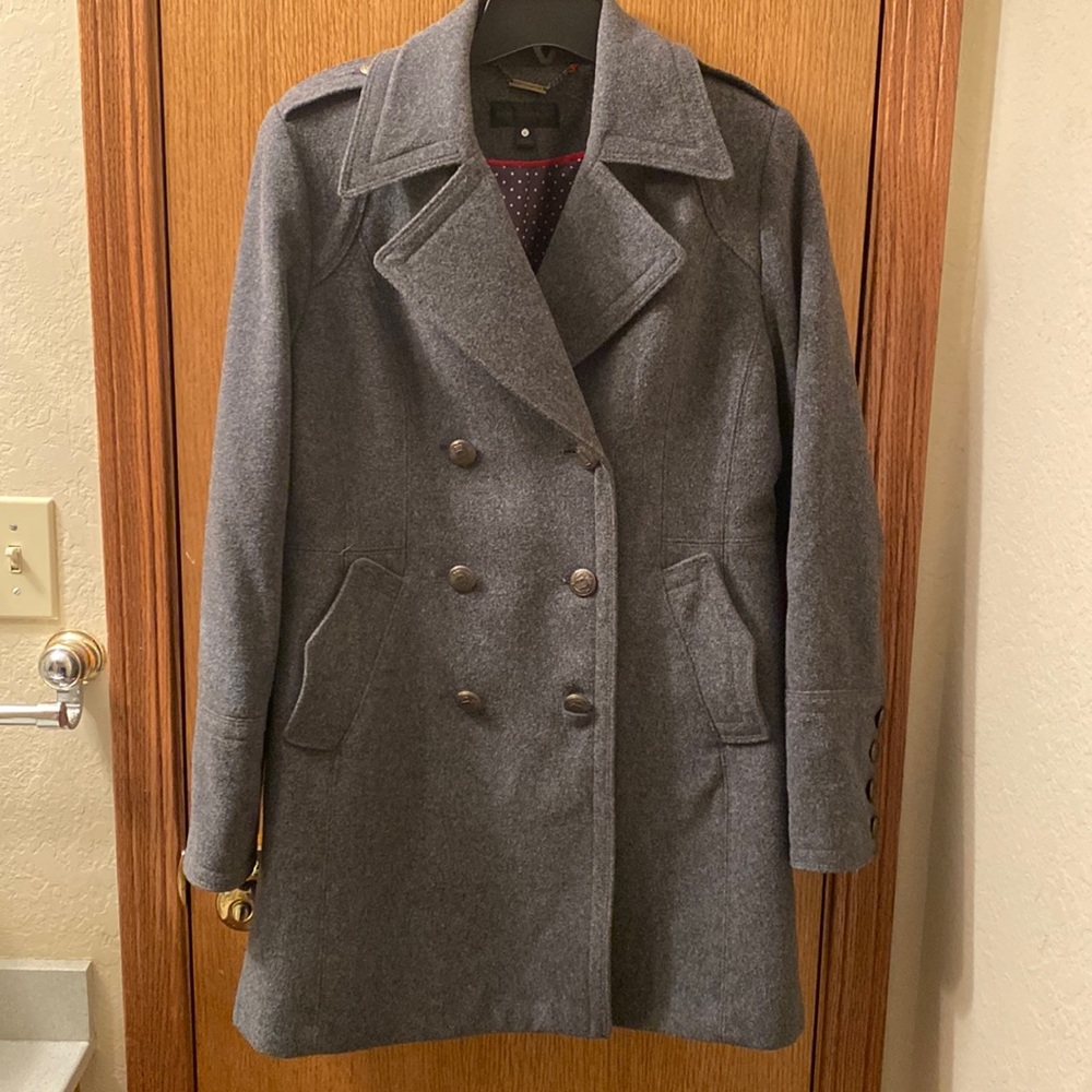 Double breasted gray wool coat